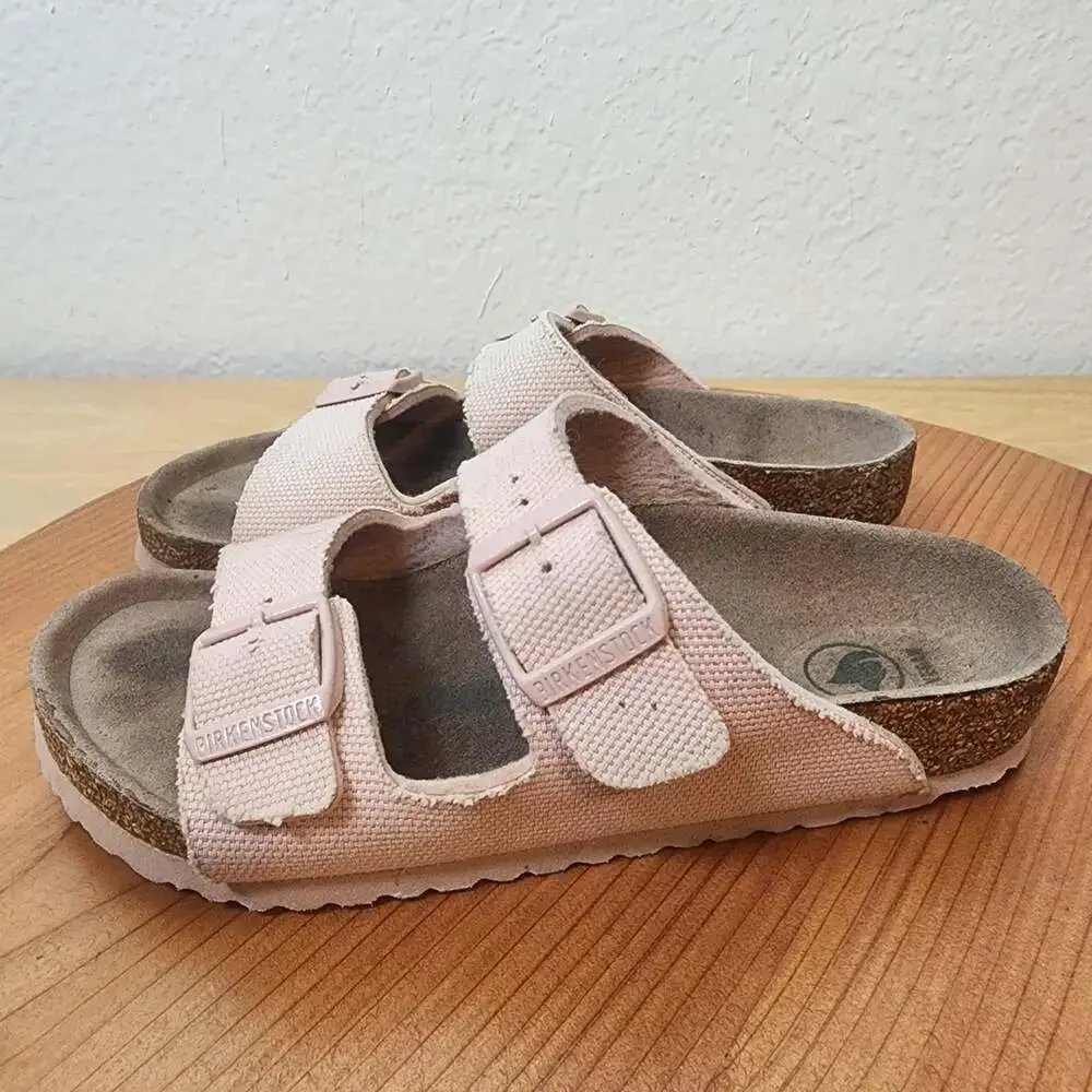 Birkenstock Arizona Sandals Kids Size 13 EU31 Pink Canvas Vegan Buckle